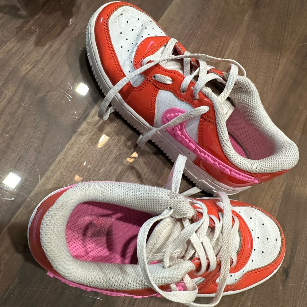 Girls Nike sneakers red pink love edition size 2
